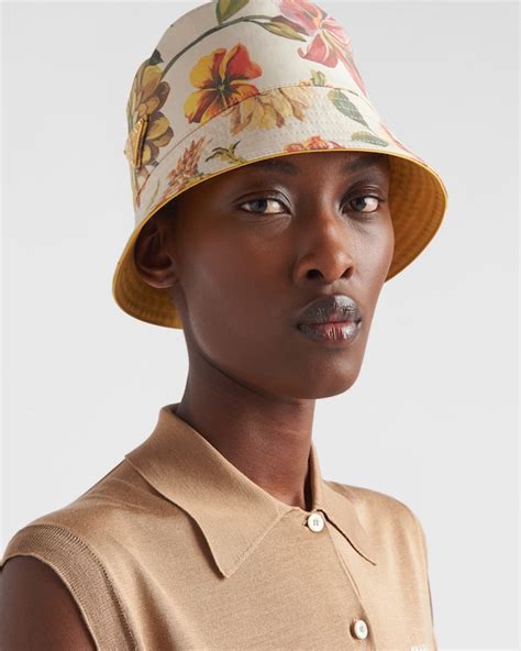 Sand Beige Reversible Printed Cotton Bucket Hat 